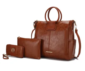 Zori Vegan Leather Womens Tote Bag with pouch and wallet -3 pieces