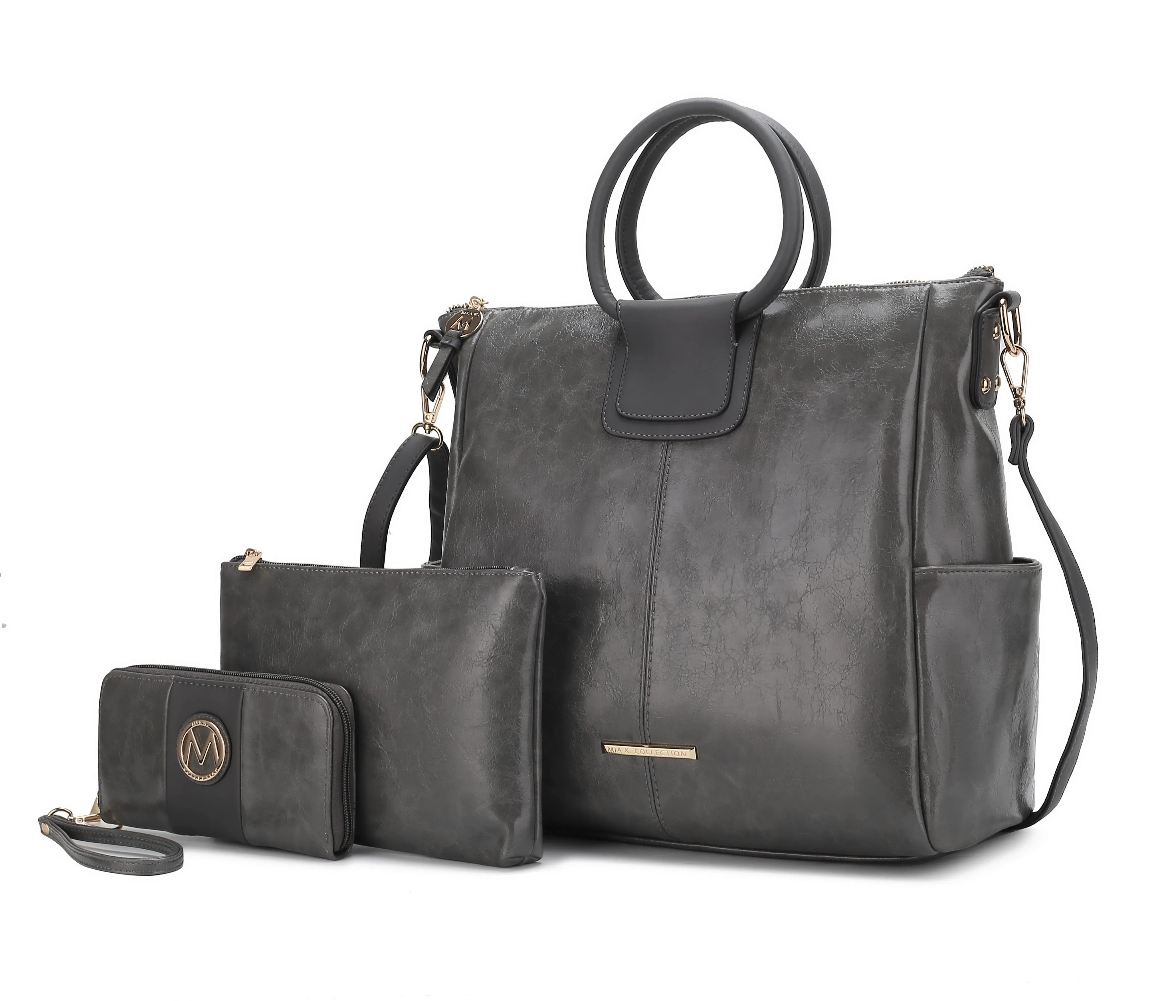 Zori Vegan Leather Womens Tote Bag with pouch and wallet -3 pieces