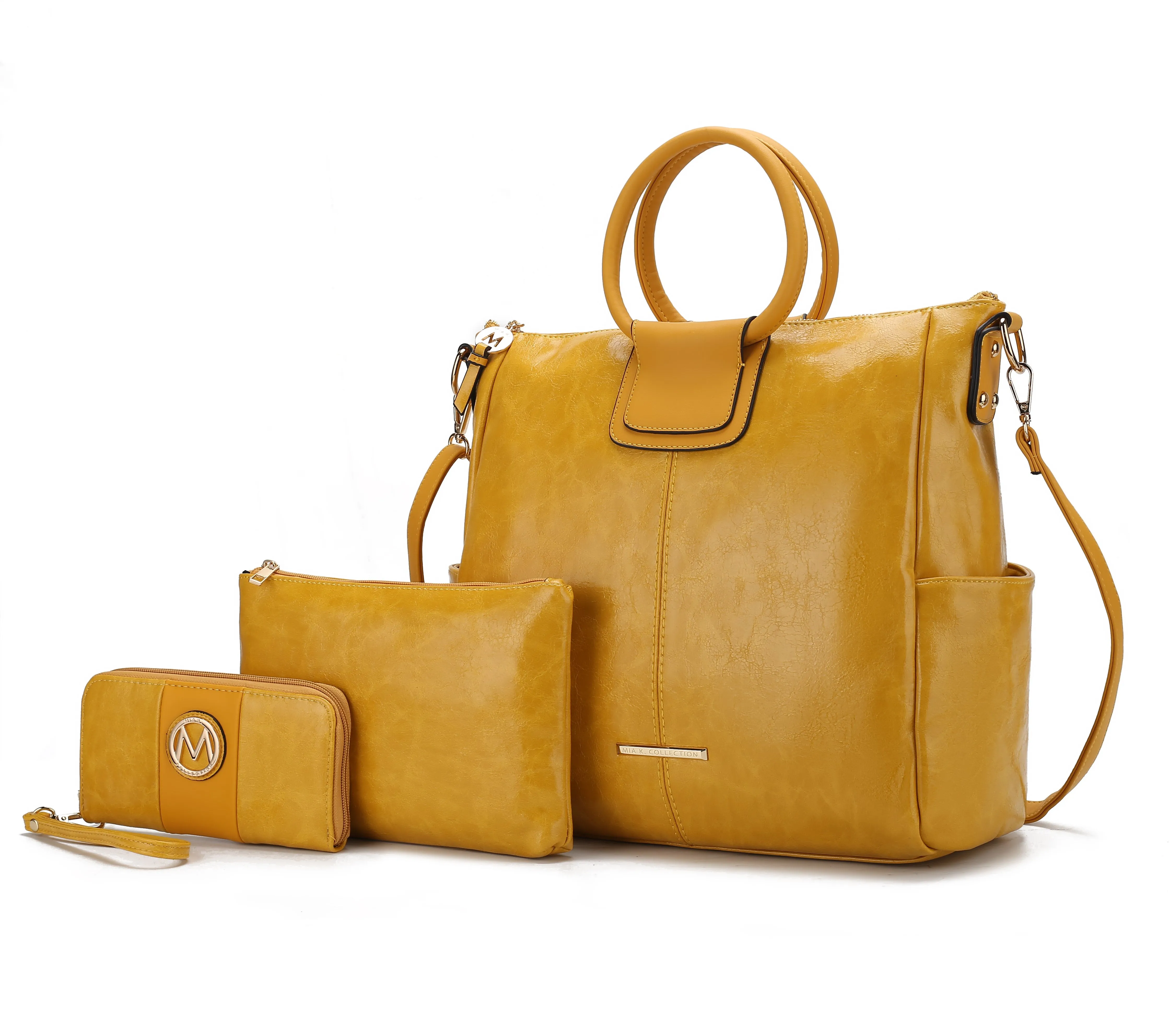 Zori Vegan Leather Womens Tote Bag with pouch and wallet -3 pieces