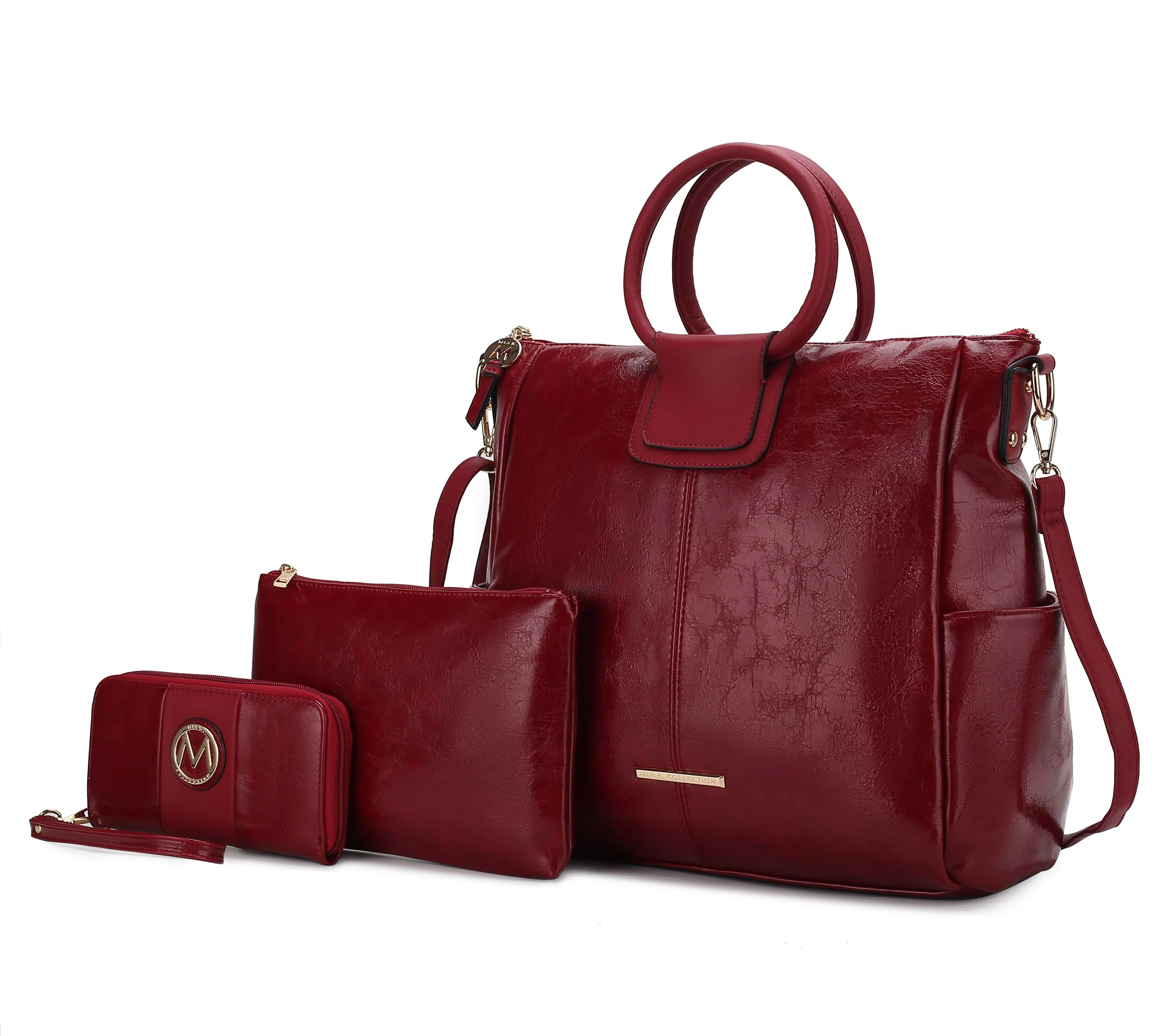 Zori Vegan Leather Womens Tote Bag with pouch and wallet -3 pieces