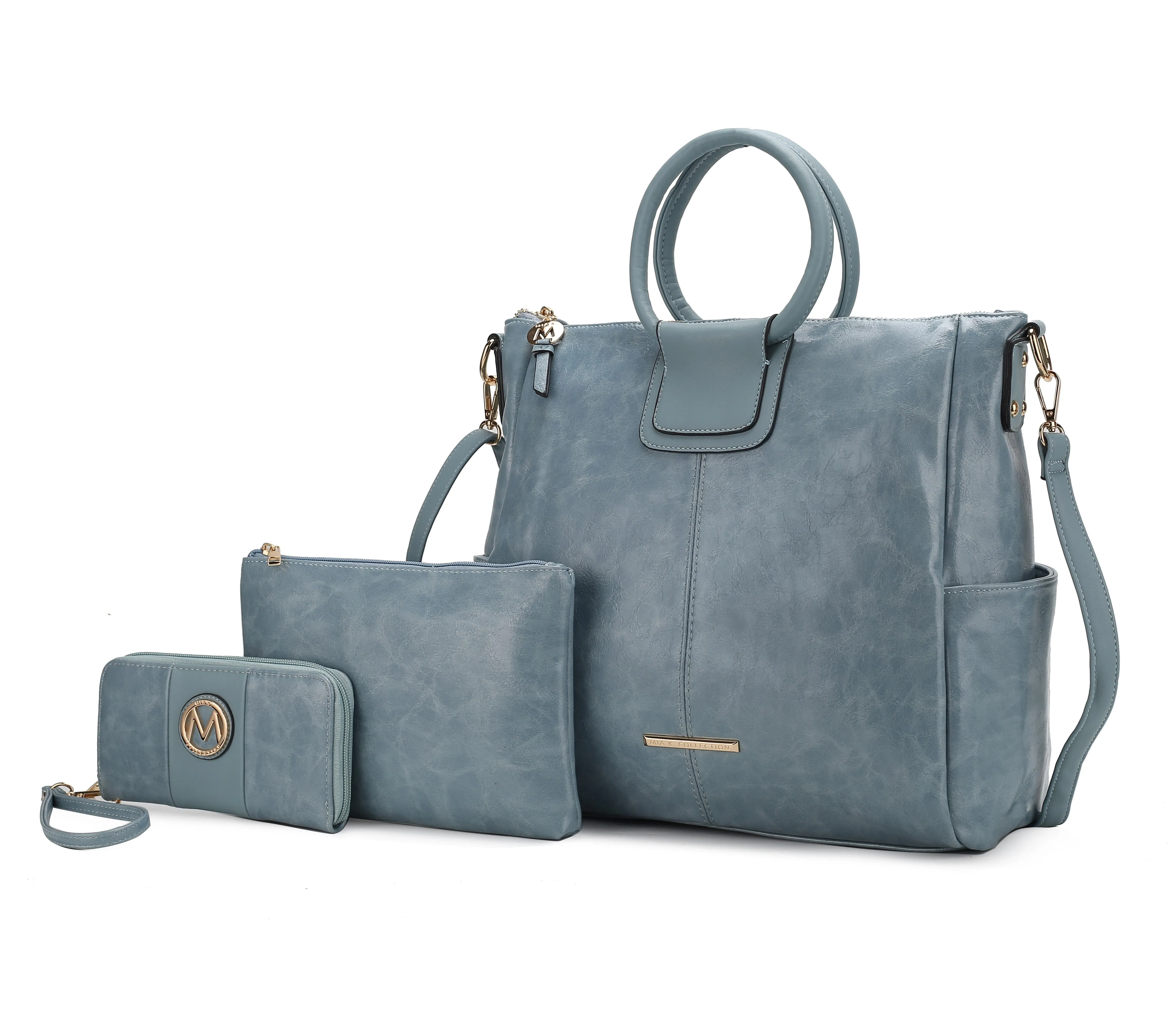 Zori Vegan Leather Womens Tote Bag with pouch and wallet -3 pieces